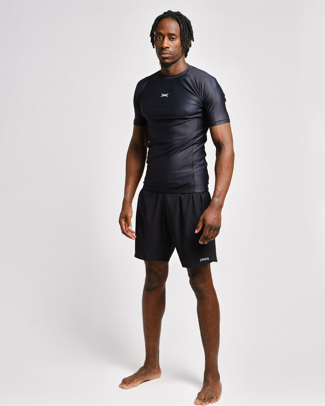Rashguard Caged Tactical Maniche Corte – Nero