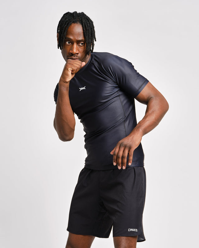 Rashguard Caged Tactical Maniche Corte – Nero