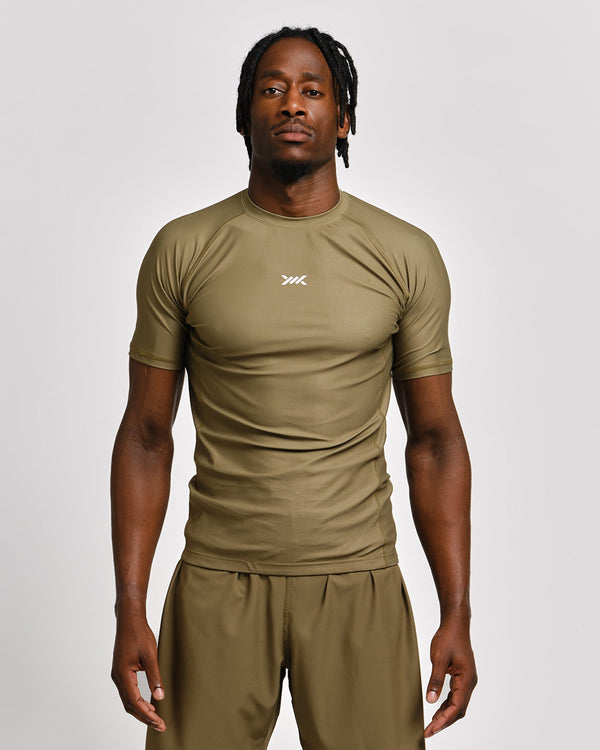 Rashguard Caged Tactical Maniche Corte – Verde Militare
