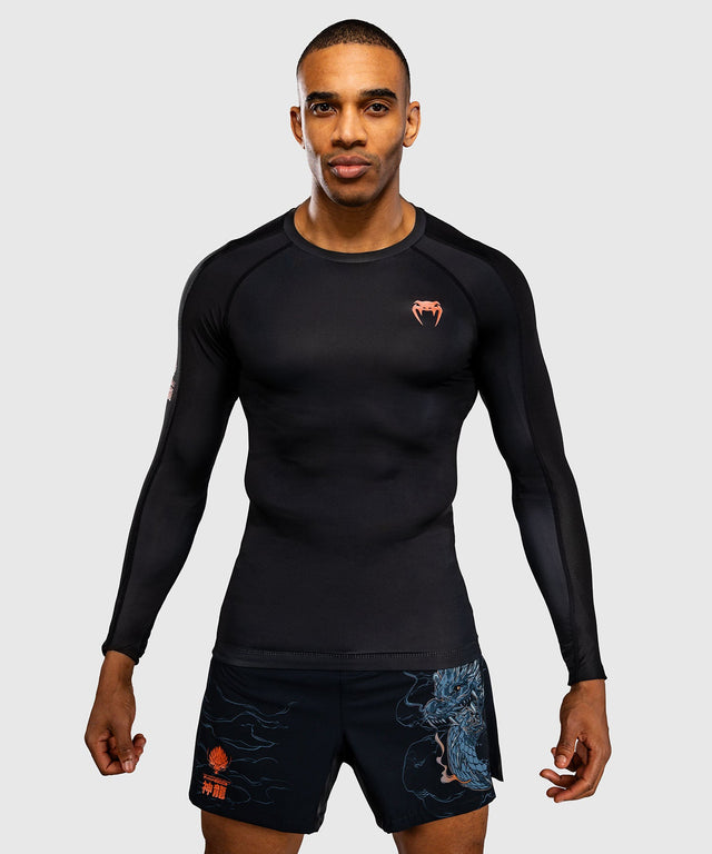 Venum Rashguard Thunder Dragon Lange Mouwen - Zwart/Grijs/Koper