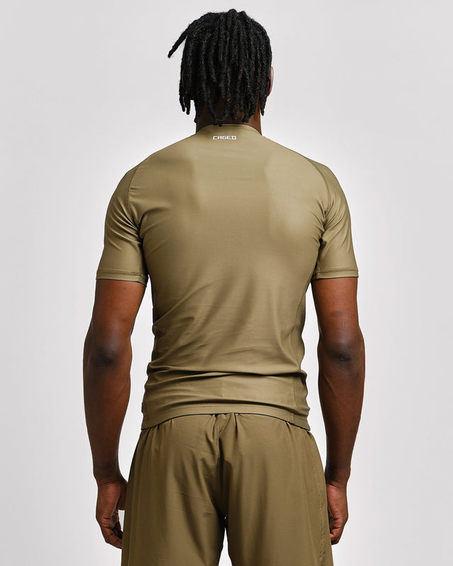 Caged Tactical Rashguard Korte Mouwen - Legergroen
