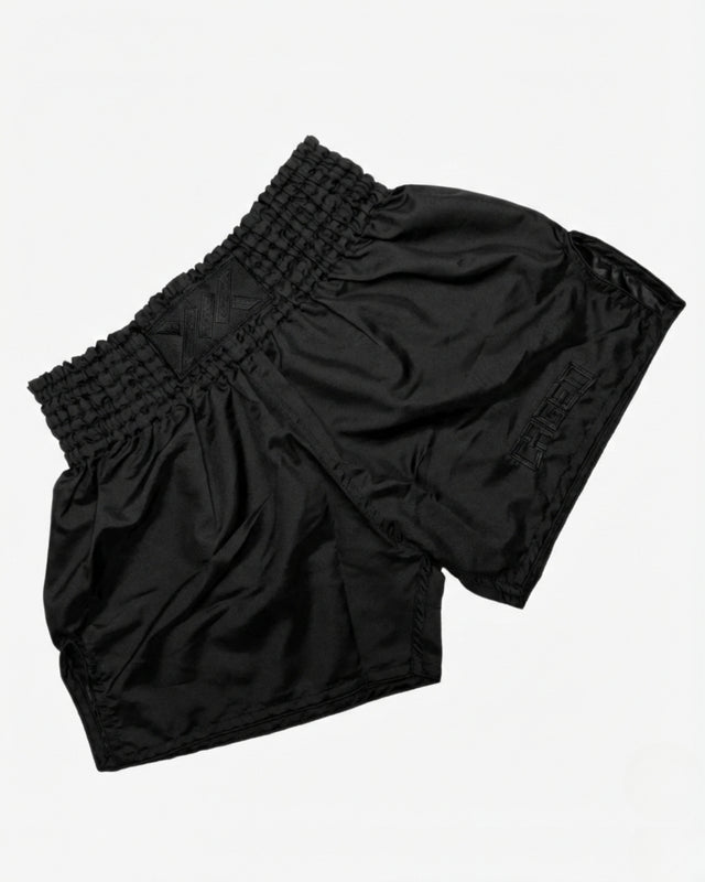 Pantaloncini Muay Thai Caged Classic – Nero/Nero