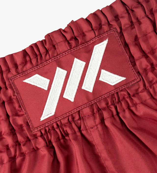 Pantaloncini Muay Thai Caged Classic – Rosso/Bianco donna