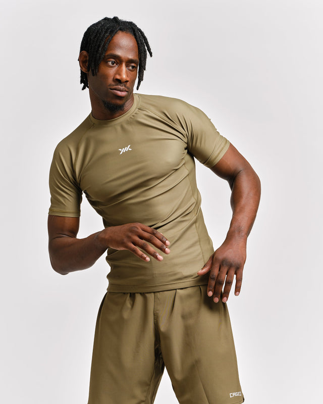 Caged Tactical Rashguard Korte Mouwen - Legergroen