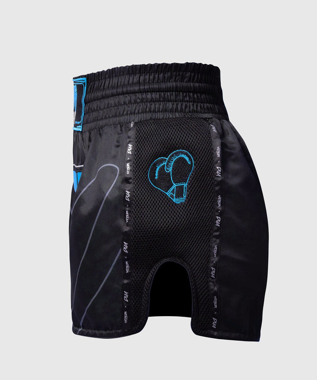 Pantalones de Muay Thai Venum x Dua – Negro/Azul eléctrico