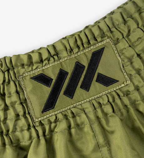 Pantaloncini Muay Thai Caged Classic – Kaki verde/Nero donna