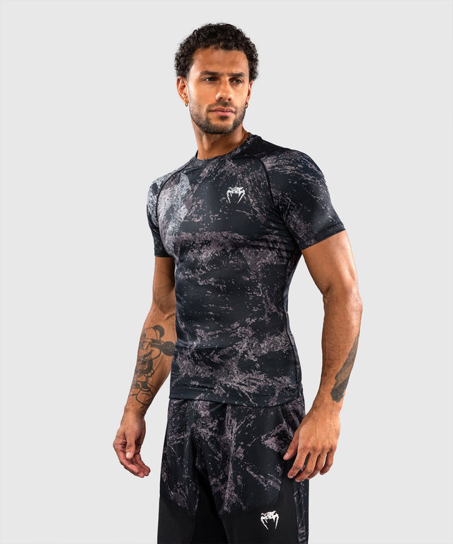 Venum Rashguard Rage & Workout Korte Mouwen - Zwart/Grijs