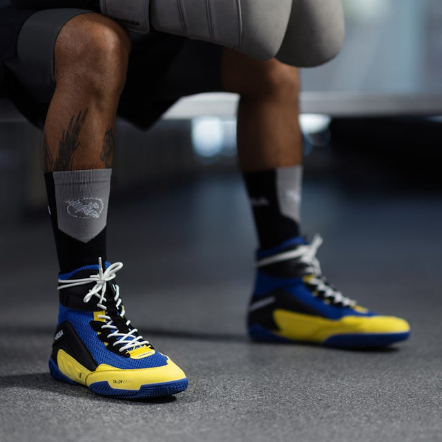 Chaussures de boxe Hayabusa Talon – Bleu/Jaune