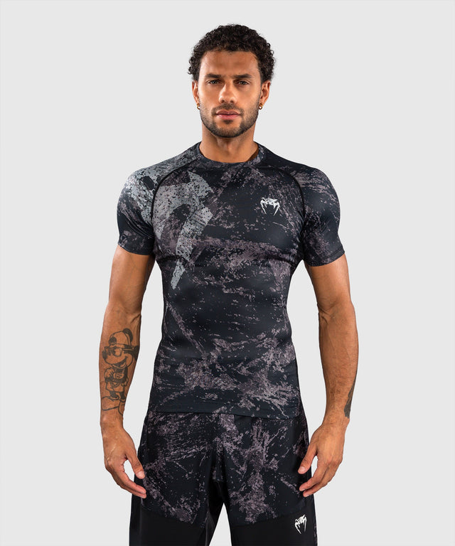 Venum Rashguard Rage & Workout Korte Mouwen - Zwart/Grijs