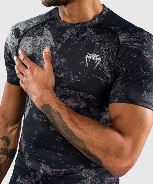 Venum Rashguard Rage & Workout Korte Mouwen - Zwart/Grijs