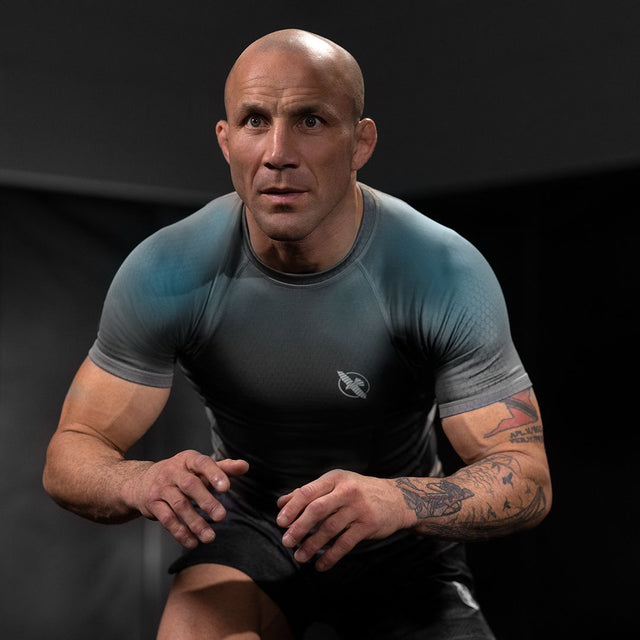Hayabusa Rashguard Fusion Korta ärmar – Grå/Aqua