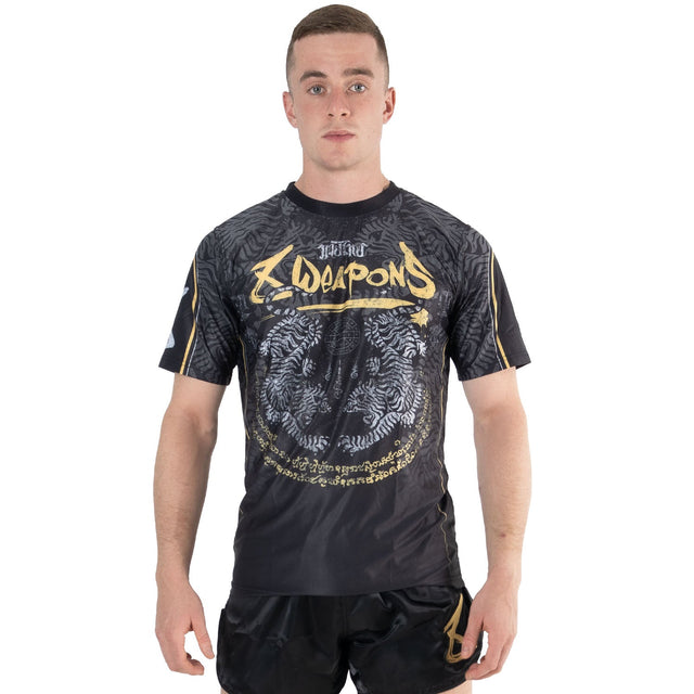 8 WEAPONS T-Shirt Functioneel Tiger Yant - Zwart/Geel