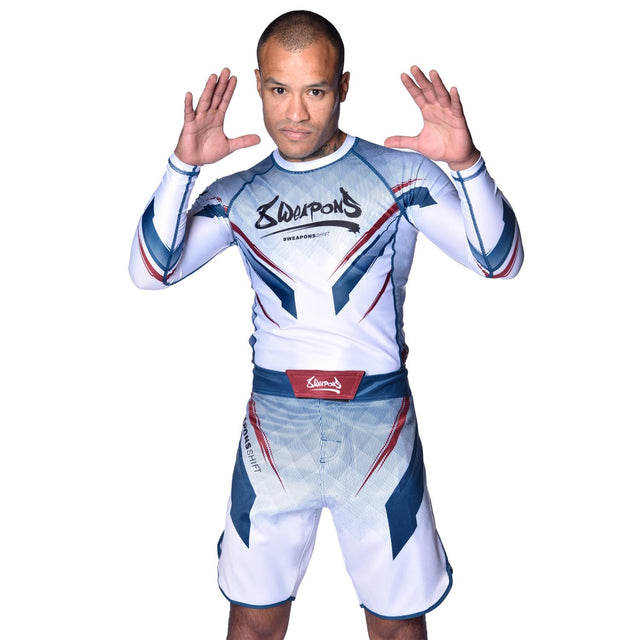 8 WEAPONS MMA-Shorts Shift – Weiß/Navy/Rot