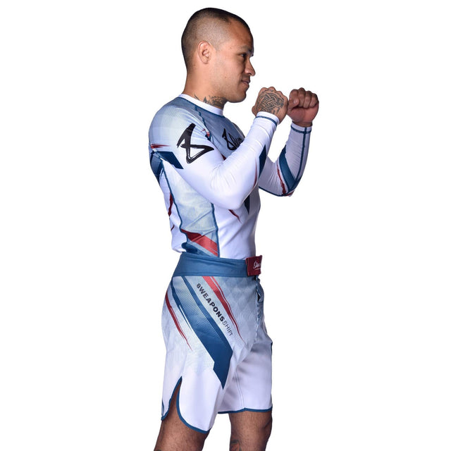 8 WEAPONS MMA-Shorts Shift – Weiß/Navy/Rot