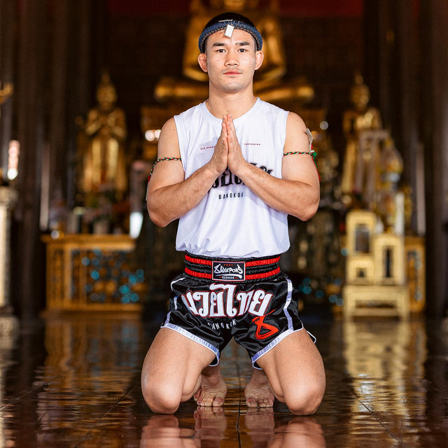 Shorts de Muay Thai 8 WEAPONS Bangkok – Noir/Blanc