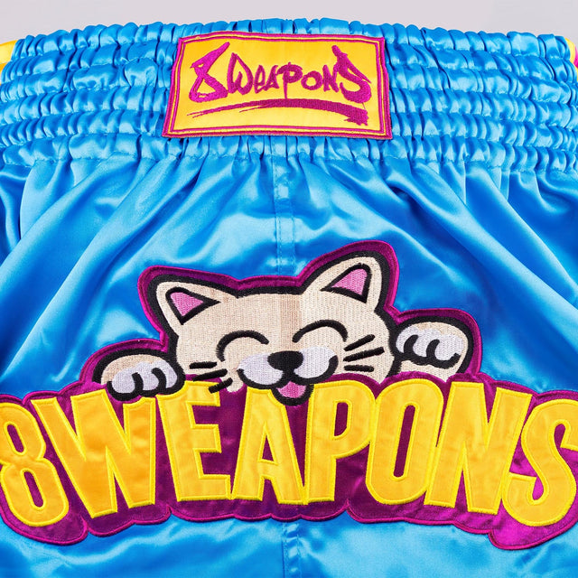 Pantaloni scurți Muay Thai 8 WEAPONS Meow Thai – Albastru/Violet