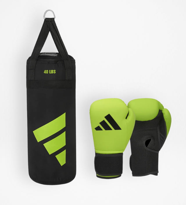 Guantoni da boxe Adidas + Sacco da boxe Bambini – Verde/Nero