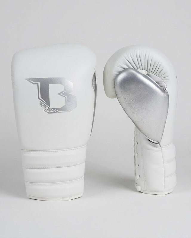 Booster Bokshandschoenen Rapid Strike met vetersluiting - Wit/Zilver