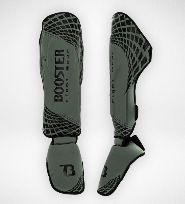 Booster Kickboxing Shin Guards BFG Cube - Khaki Green/Black