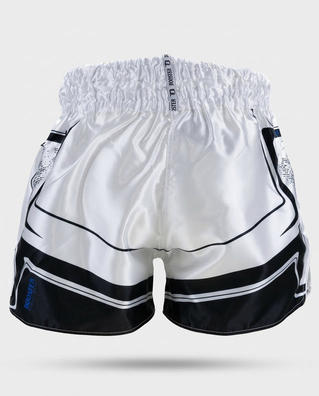 Spodenki Muay Thai Booster BFG Ignite – Biały/Niebieski/Czarny