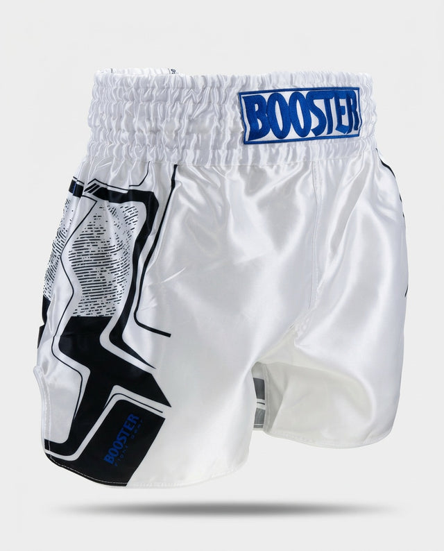 Spodenki Muay Thai Booster BFG Ignite – Biały/Niebieski/Czarny
