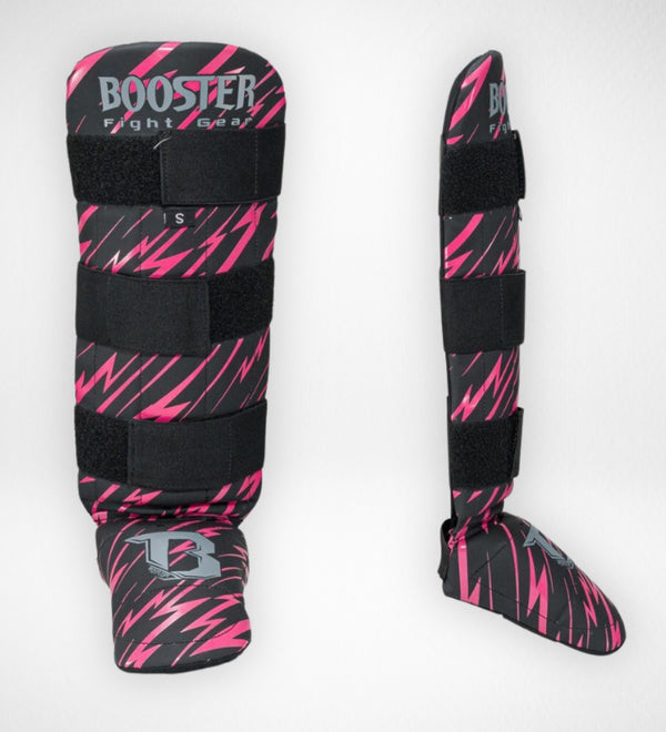 Tibiere Booster Combat Copii – Negru/Roz
