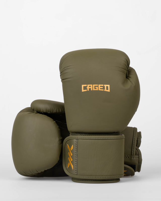 Gants de boxe Caged Spark enfant – Kaki/Or