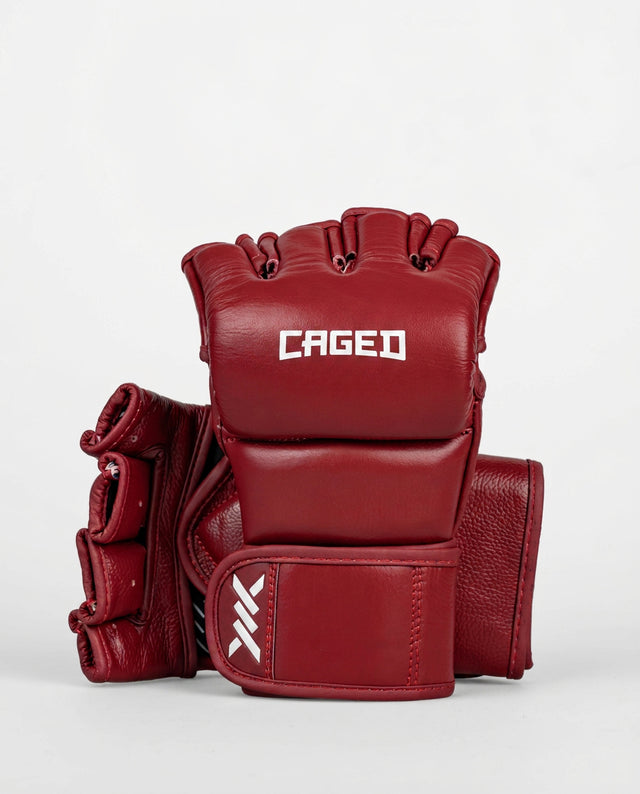 Caged MMA-handskar 'X' Series – Bordeaux Rött/Vit