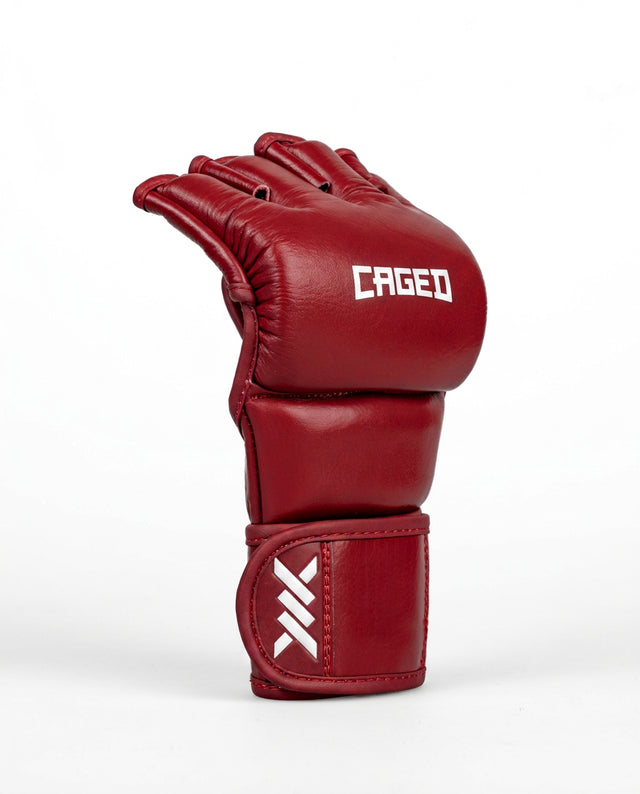 Caged MMA-handskar 'X' Series – Bordeaux Rött/Vit