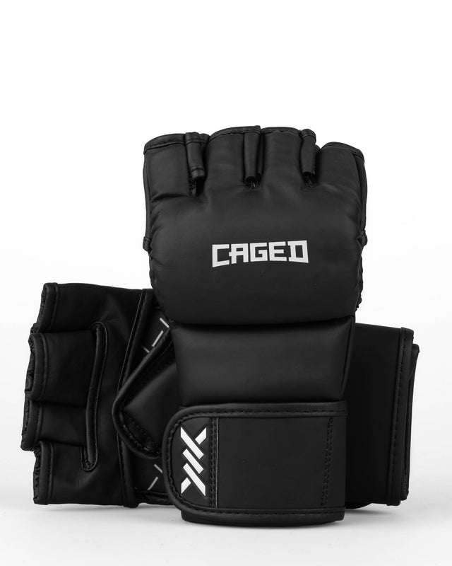 Mănuși MMA Caged Shadow – Mat Negru/Alb