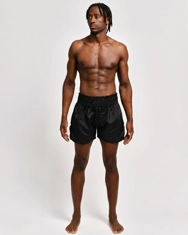 Pantaloncini Muay Thai Caged Classic – Nero/Nero