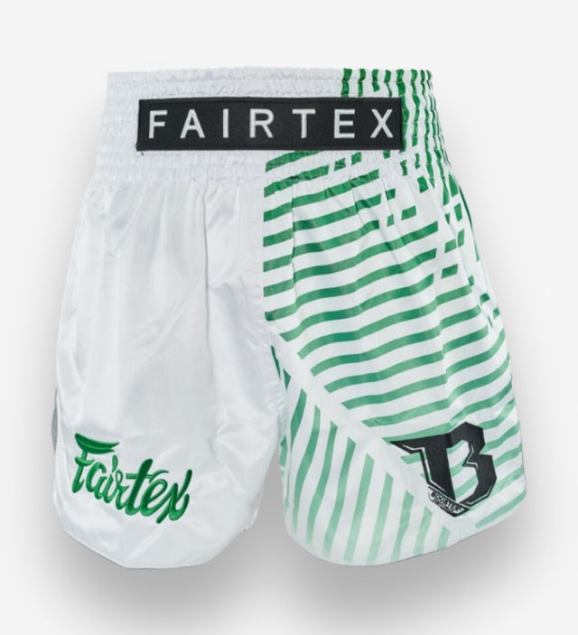 Pantalones de Muay Thai Fairtex FXB Racer – Blanco/Verde