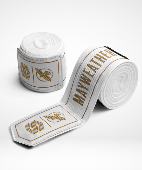Hayabusa x Mayweather Boxningslindor Stretch - Vit/Guld