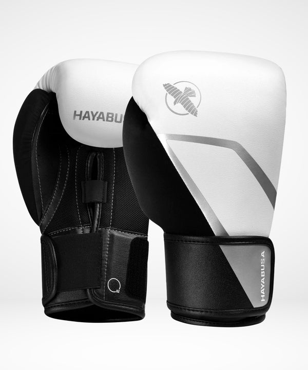 Mănuși de box Hayabusa E1 – Alb/Negru/Argintiu