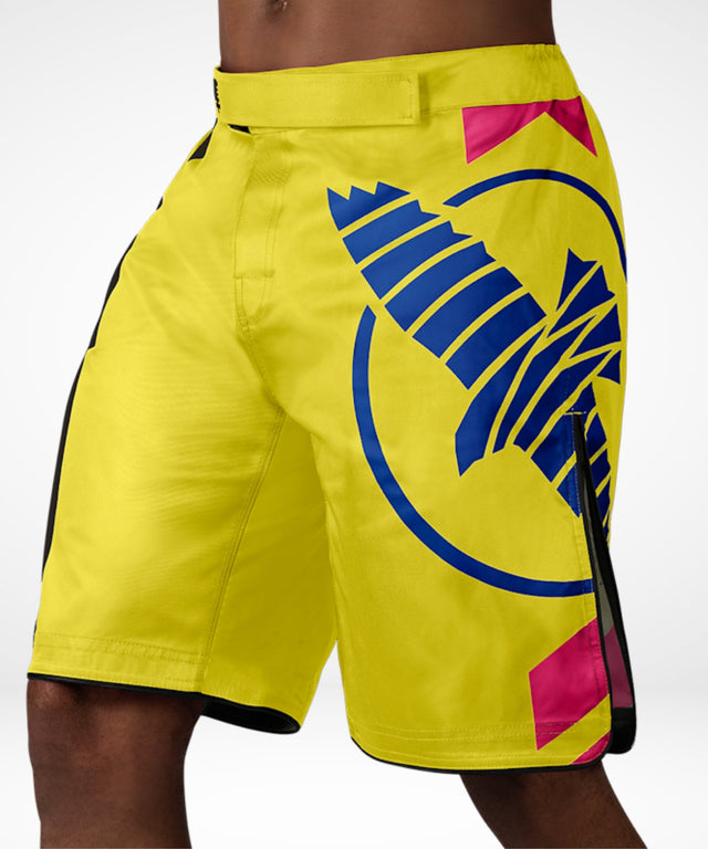 Pantalones de MMA Hayabusa Icon Lang – Amarillo/Azul/Rosa