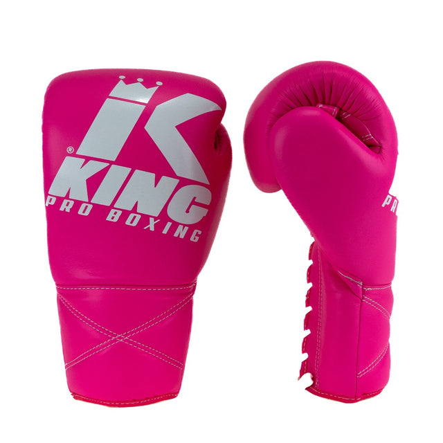 Luvas de boxe King Pro Boxing XK com fecho de cordão – Rosa/Branco