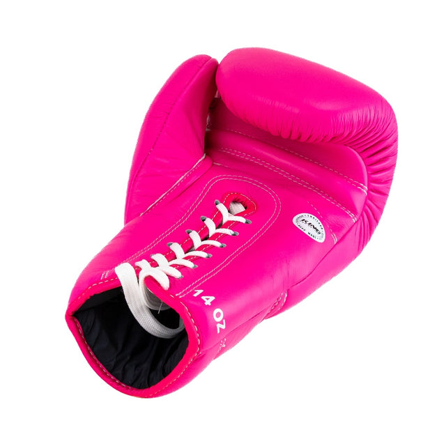 Luvas de boxe King Pro Boxing XK com fecho de cordão – Rosa/Branco