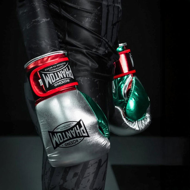 Rękawice bokserskie Phantom Athletics Mexico – Srebrne/Zielone/Czerwone