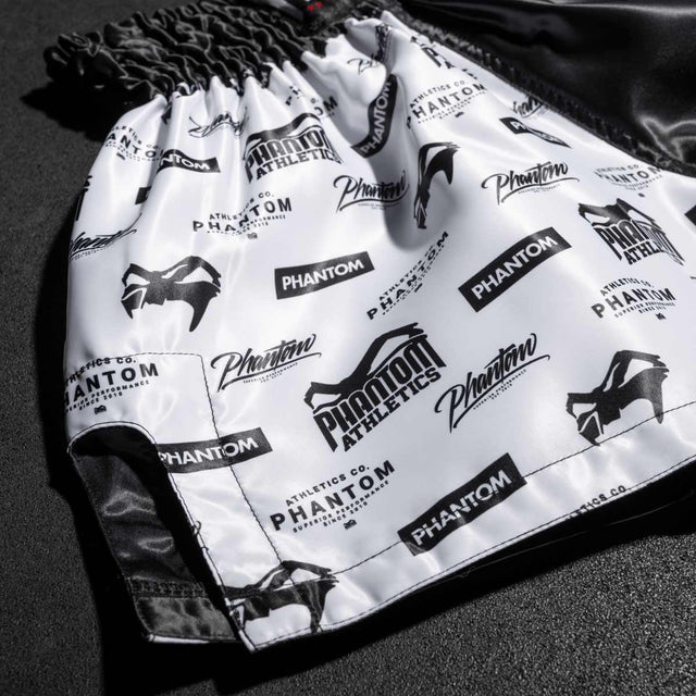 Shorts de Muay Thai Phantom Athletics Legend – Noir/Blanc