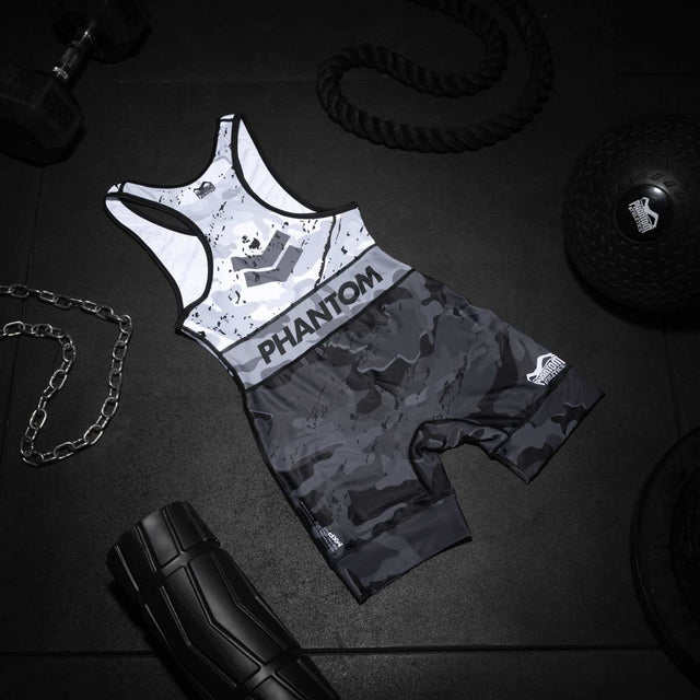 Phantom Athletics Worstelsinglet Delta - Vit/Grå/Svart
