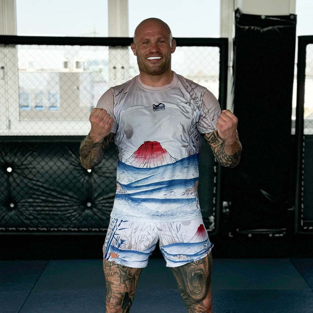 Spodenki MMA Phantom Athletics FUSION-R Japan – Beż/Niebieski/Czerwony