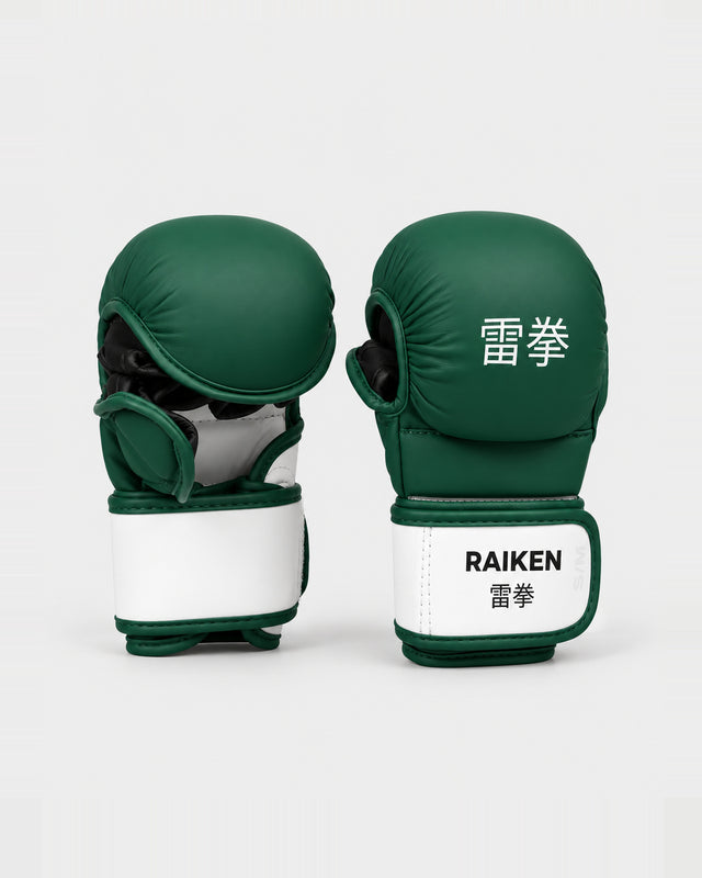 Mănuși MMA de sparring Raiken KAZE – Verde/Alb