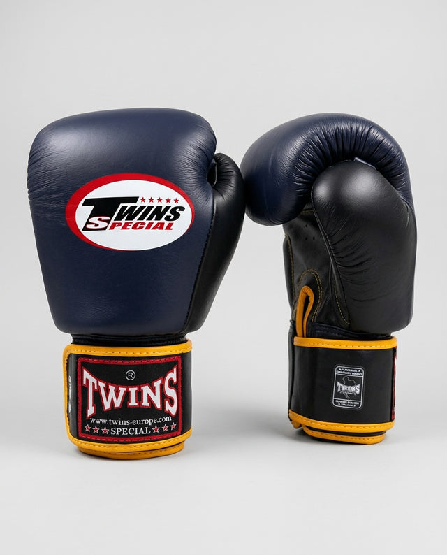 Luvas de boxe Twins BGVL3 – Azul-marinho/Preto/Amarelo