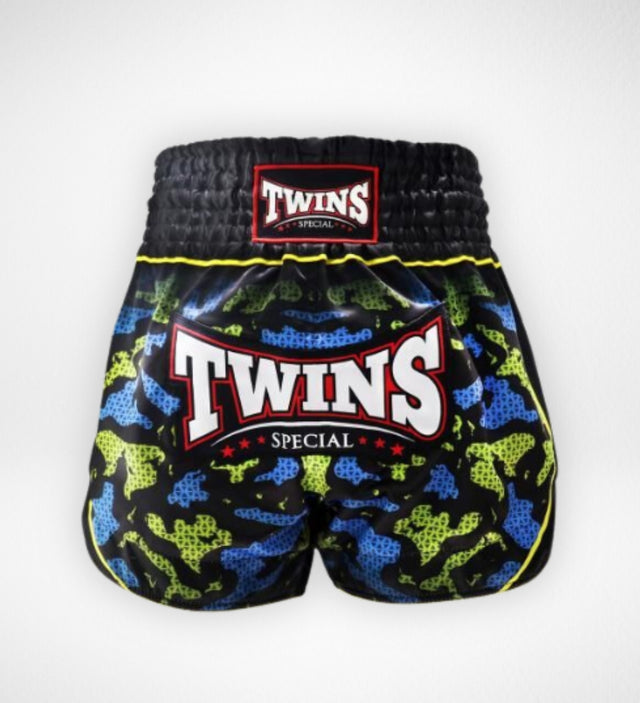 Calções de Muay Thai Twins TTBL Atlas – Preto/Verde/Azul