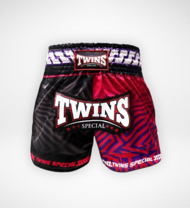 Pantaloncini Muay Thai Twins TTBL Maze – Nero/Rosa