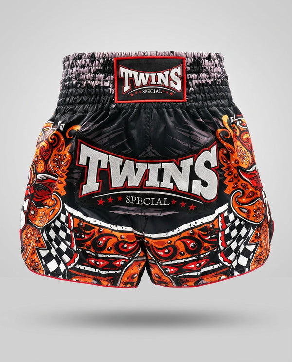 Pantalones de Muay Thai Twins TTBL Barong – Negro/Rojo/Naranja