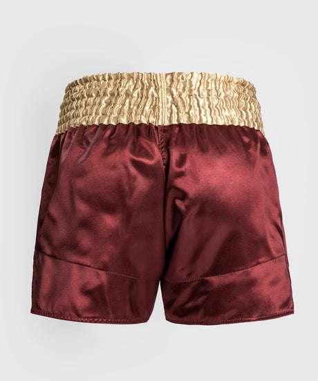 Pantaloni scurți de kickboxing Venum Classic 2.0 – Bordeaux Roșu/Aur/Alb