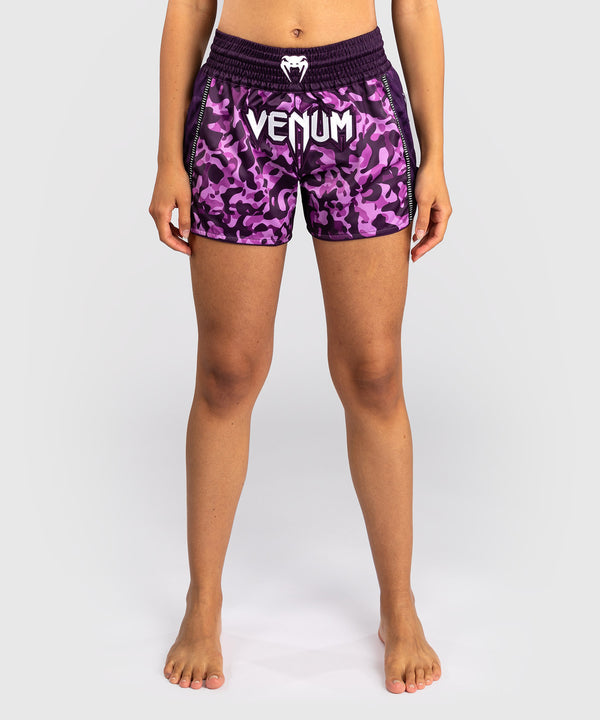 Calções de Muay Thai Venum Iris – Roxo/Camuflagem Rosa