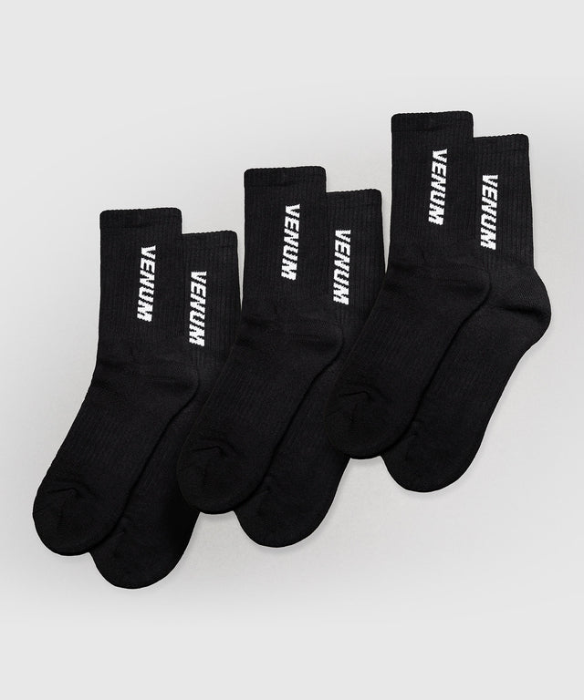 Venum Essential Crew Socks - Black - 3 Pack