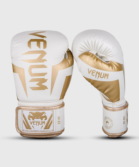 Guantes de boxeo Venum Elite – Blanco/Oro